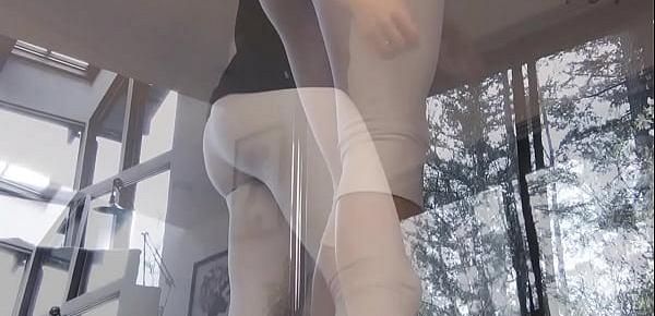  White yoga pants ass worship leg tease Lady Fyre